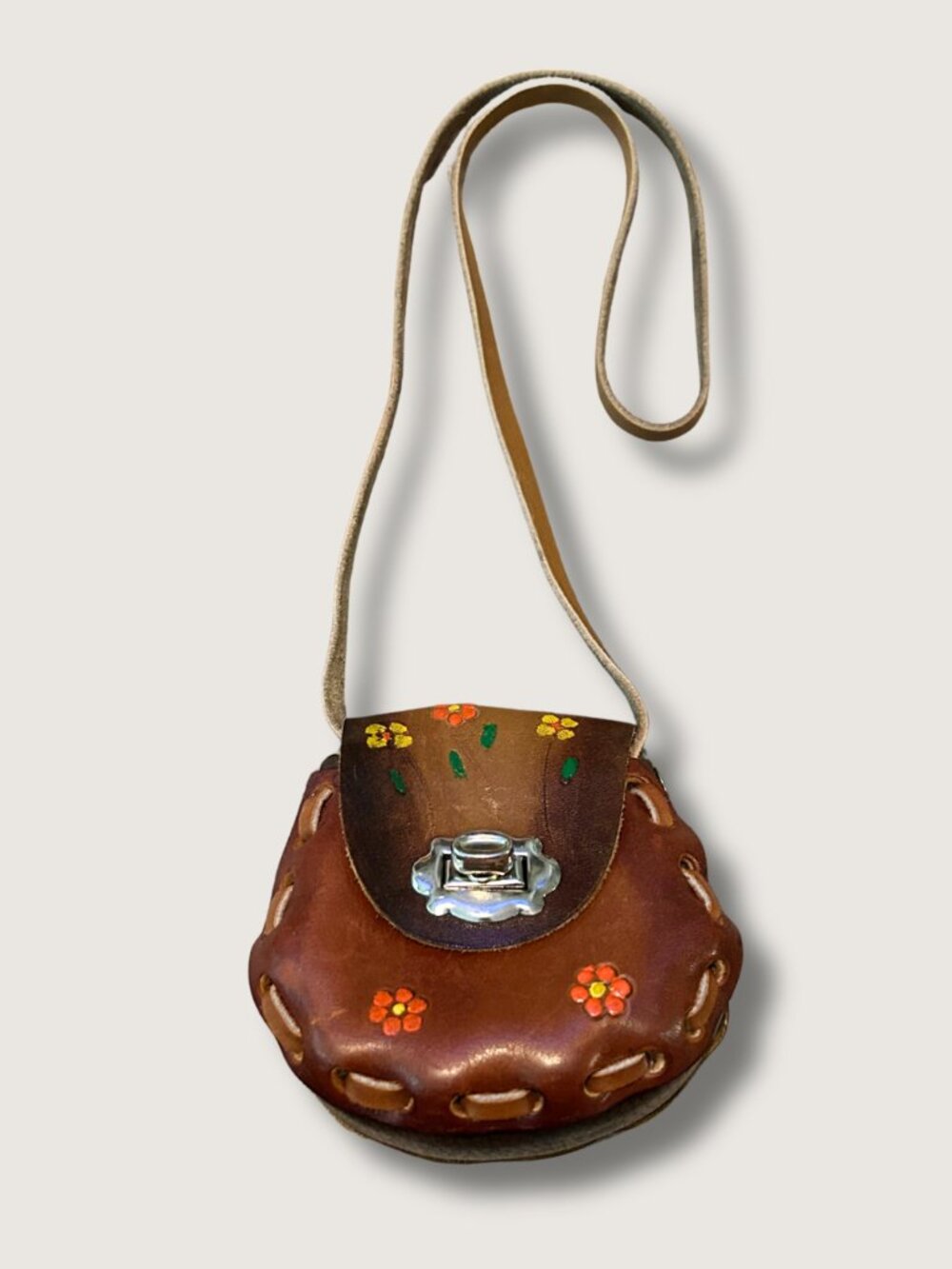 Vintage Leather Mini Saddle Bag